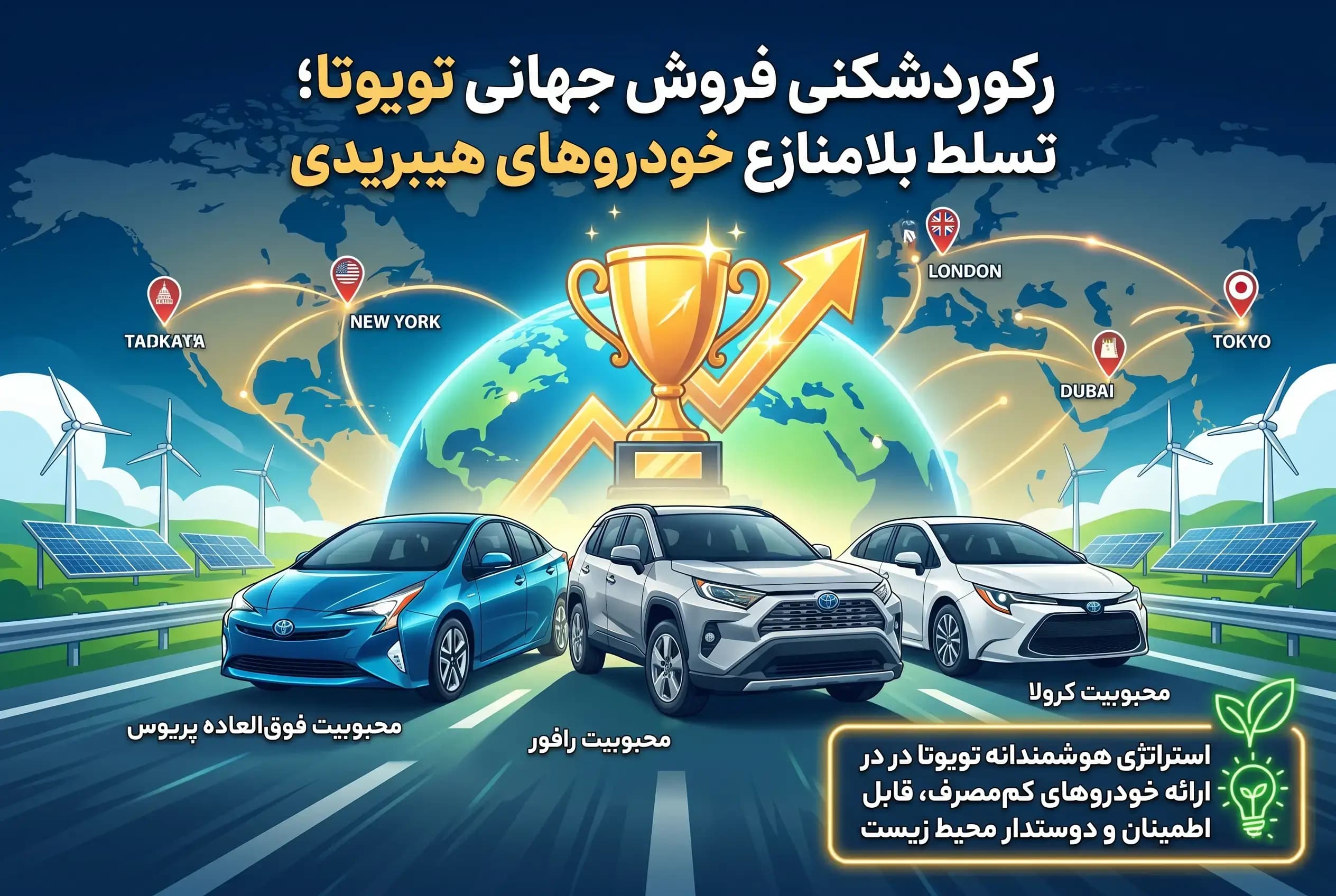 رکوردشکنی فروش جهانی تویوتا؛ تسلط بلامنازع خودروهای هیبریدی